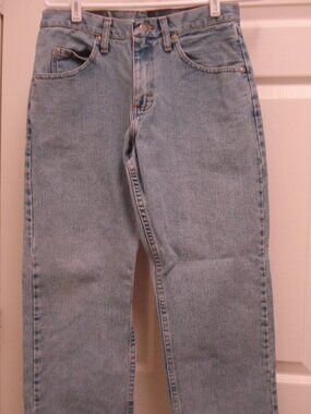 Wrangler Premium Relaxed Fit Jeans Mens 29"x30" Blue Denim Pants GUC LIght Wash